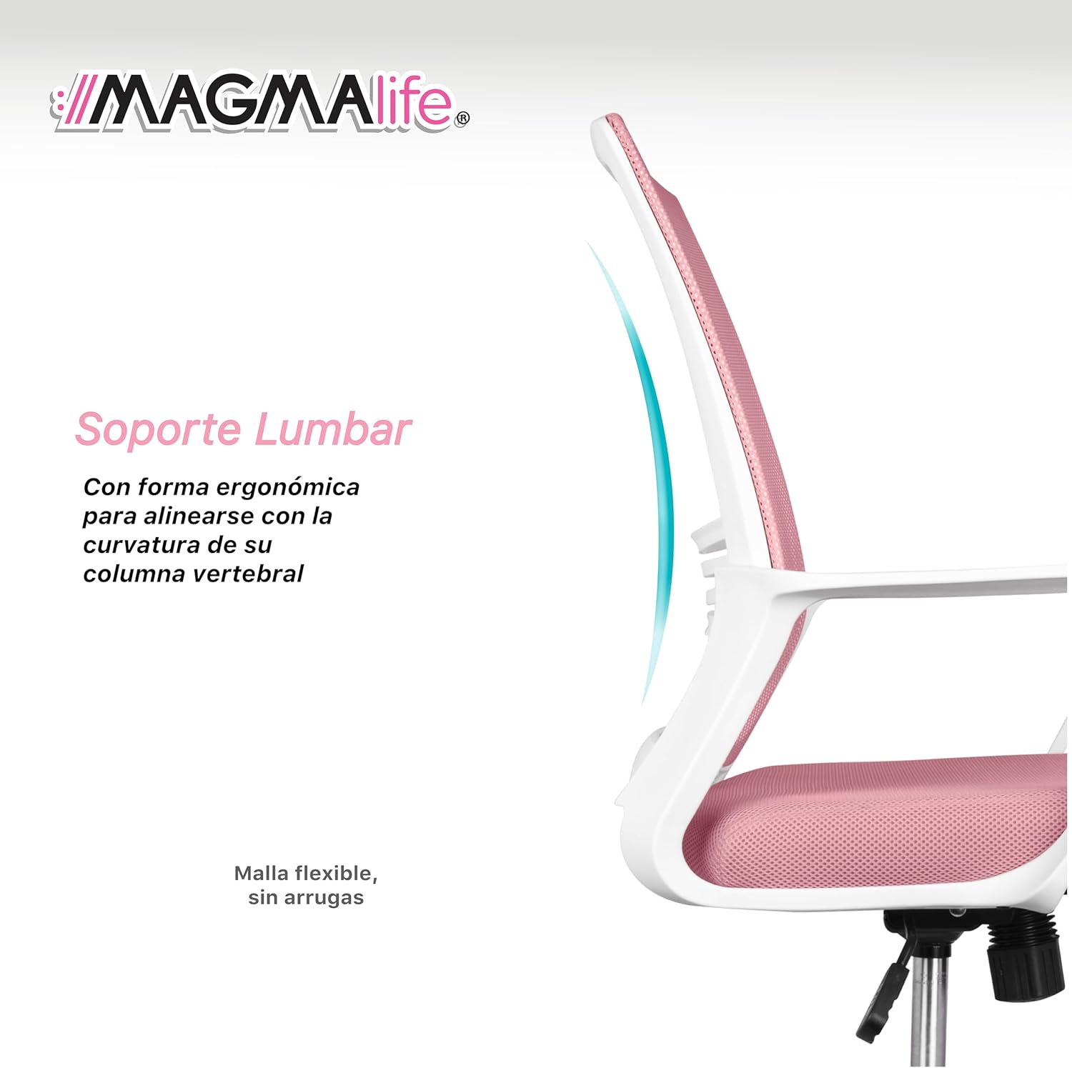 MAGMALIFE Silla Ergonómica de Escritorio con Respaldo de Malla Transpirable, Moderna y Elegante, Silla Giratoria con Soporte Lumbar y Cómodos Descansabrazos (Azul Cerúleo)