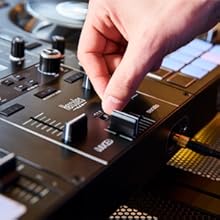 Crossfader, arañazos, interruptor de curva, controlador DJ