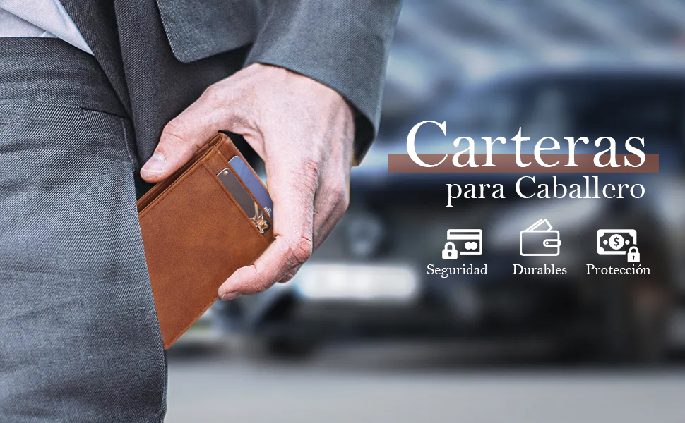 Carteras para Hombre con Dinero Clip, Billetera para Caballero RFID Bloquean