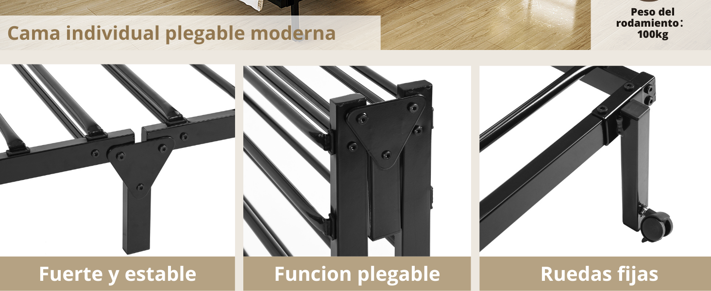 Cama plegable con ruedas