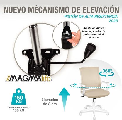 MAGMALIFE Silla Ergonómica de Escritorio con Respaldo de Malla Transpirable, Moderna y Elegante, Silla Giratoria con Soporte Lumbar y Cómodos Descansabrazos (Azul Cerúleo)
