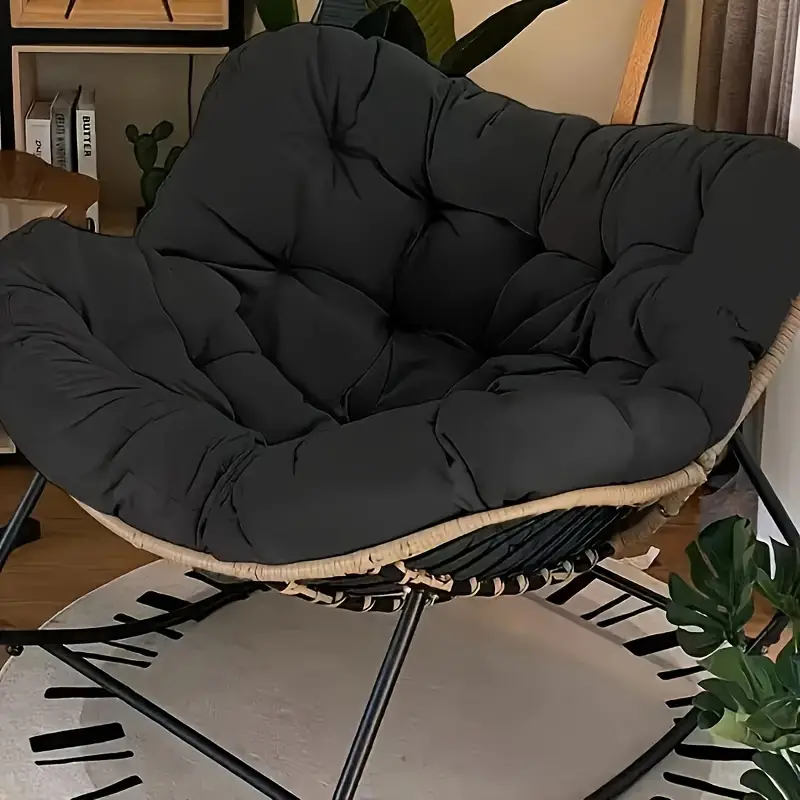 Silla de Balanc&iacute;n de Rat&aacute;n Beige de Lujo con Coj&iacute;n Suave - Perfecta para Uso Interior y Exterior, Ideal para  , Patio, Porche, Jard&iacute;n Trasero, Camping y Senderismo detalles 1