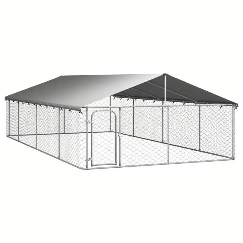   para perros al aire libre con techo, espaciosa   para perros para la seguridad de   con construcción de acero galvanizado de alta resistencia, toldo  , sistema de cierre con cerradura, 236.2 x 118.1 x 59.1 pulgadas detalles 1