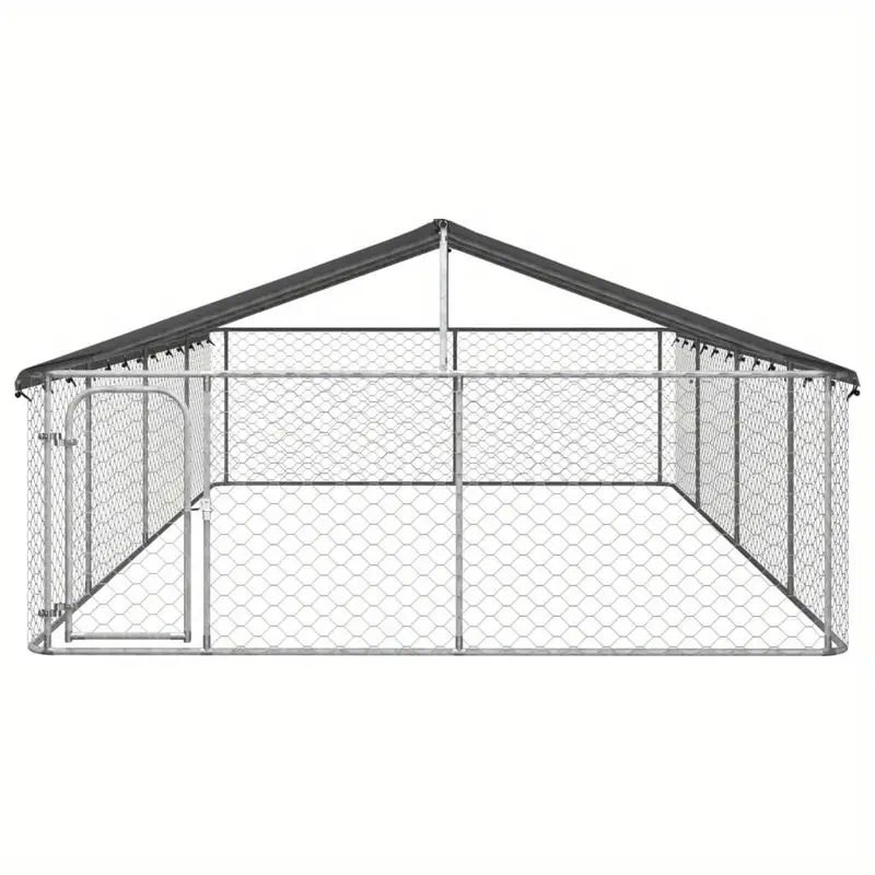   para perros al aire libre con techo, espaciosa   para perros para la seguridad de   con construcción de acero galvanizado de alta resistencia, toldo  , sistema de cierre con cerradura, 236.2 x 118.1 x 59.1 pulgadas detalles 5