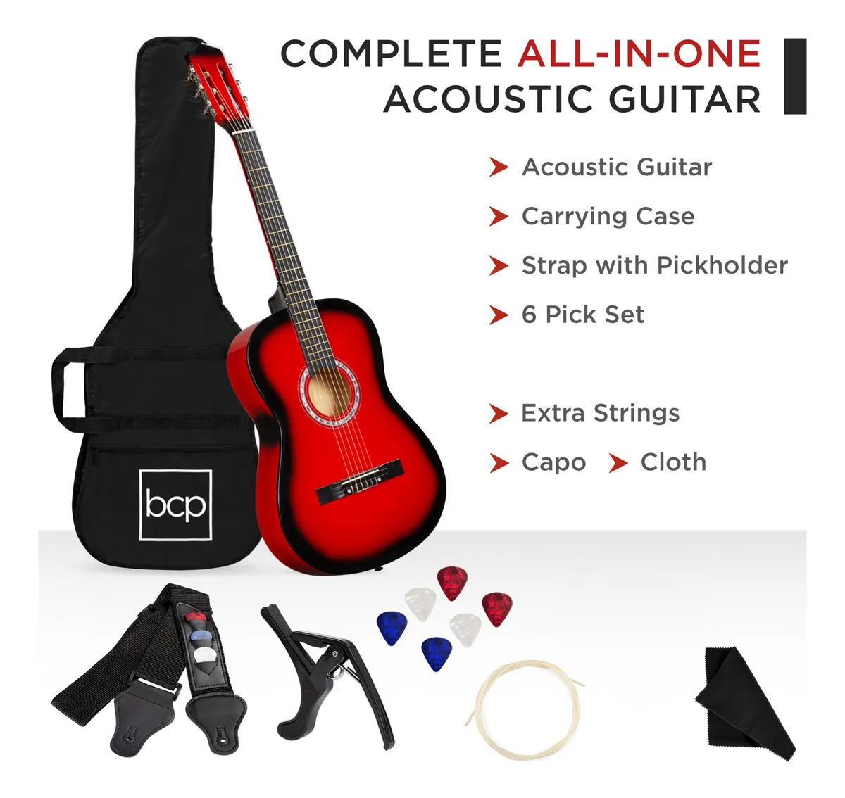 Kit De Inicio Para Guitarra Acústica Best Choice Products, 3