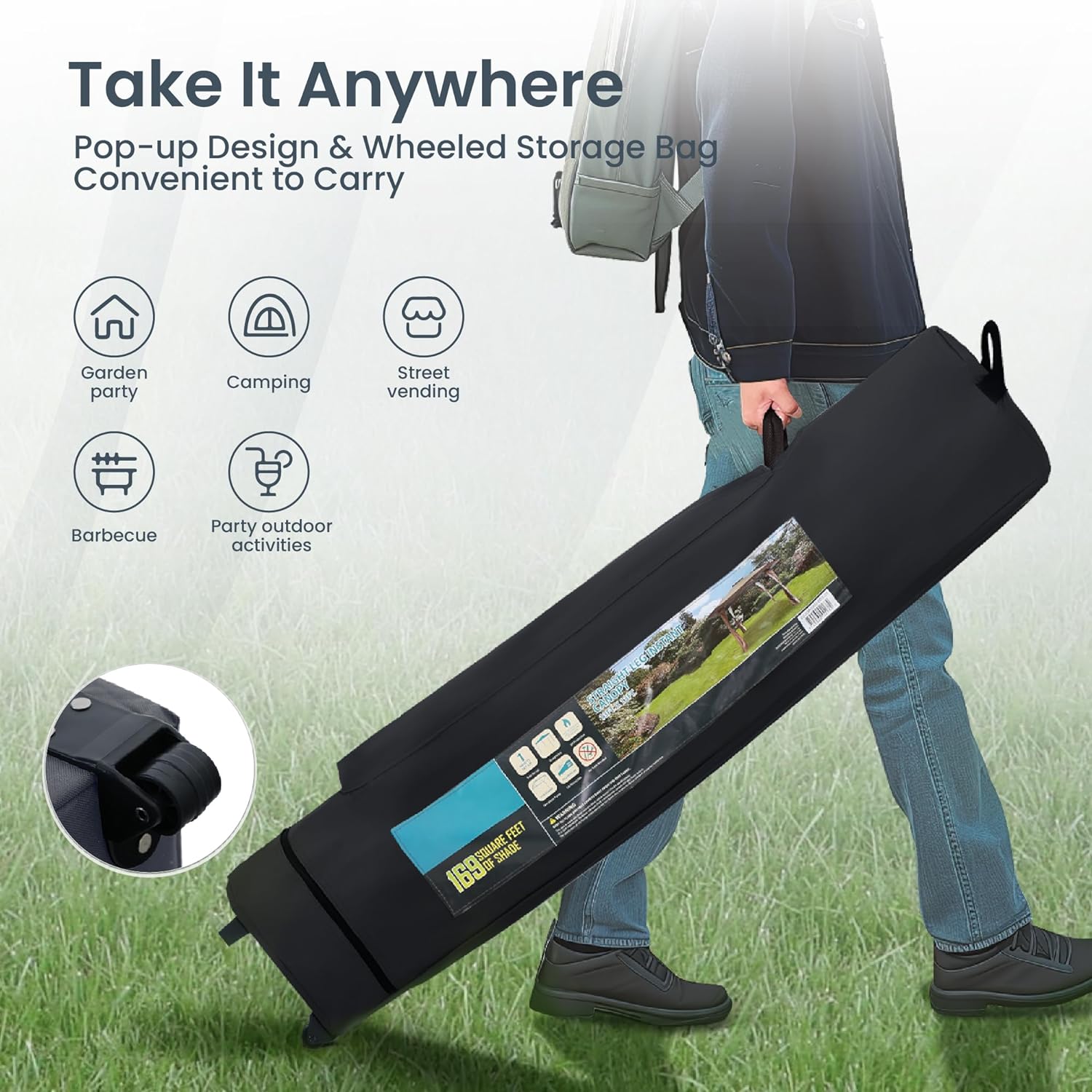 PHI VILLA - Toldo parasol con bloqueo UV de 4 x 4 m con kits de herramientas, pantalla de cenador para patio al aire libre, eventos de jardín, marrón