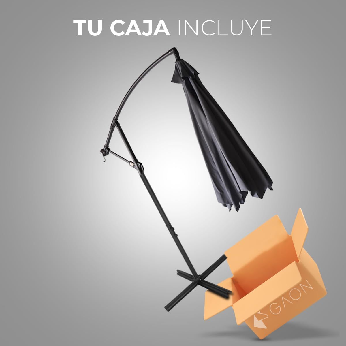 Sombrilla de Jardín Duralife | Sombrillla para Exterior con Brazo Lateral 3M Diámetro Altura Ajustable | Sombrilla de Poliester para Patio, Jardin, Terraza