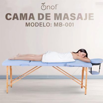 Onof Cama de Masaje Plegable de 3 Secciones y 8 Niveles de Altura Ajustable con Estuche Portátil para Uso Profesional Fisioterapia SPA Tatuajes Facial (Azul Maya)