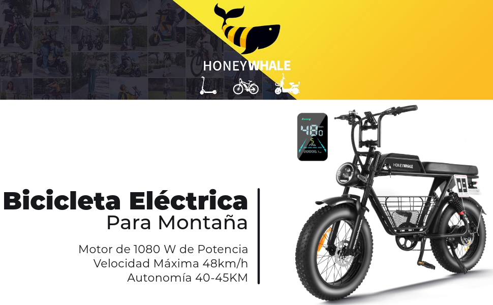 Bicicleta Electrica Adultos, Moto Bicicleta Montaña Velocidades, Potencia Motor 1080 W, Velocidad