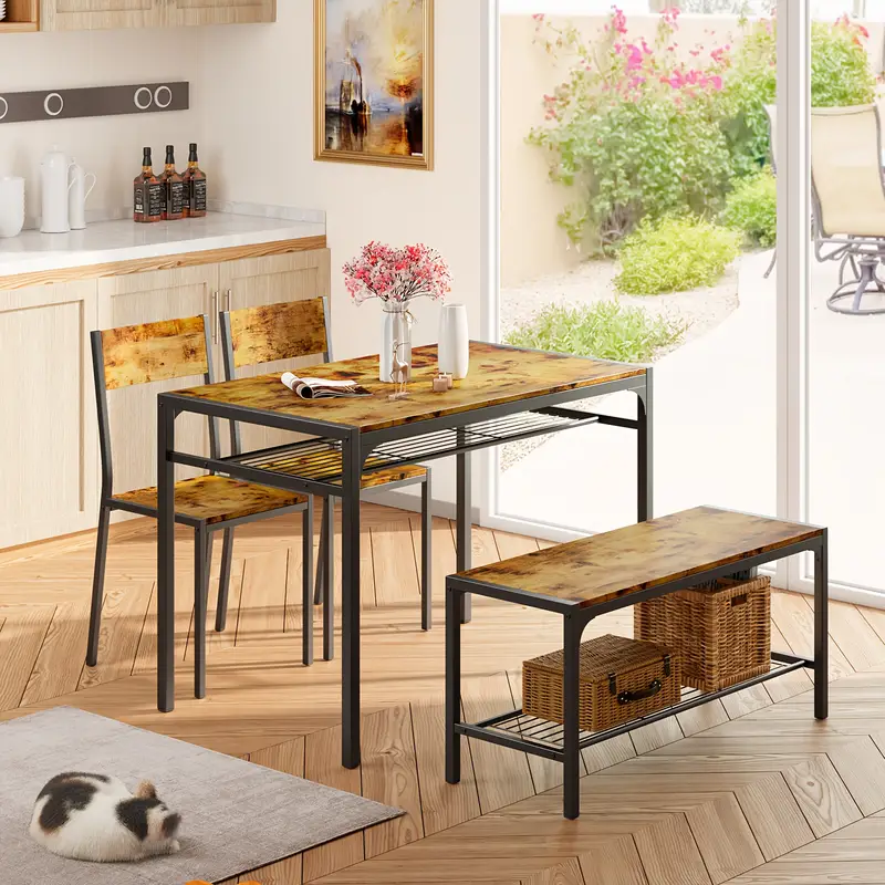 Mesa de cocina y 2 sillas para 4 con  , juego de mesa de comedor de 4 piezas para   pequeño,   (   ) detalles 3