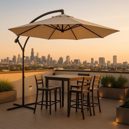 Sombrilla de Jardín Duralife | Sombrillla para Exterior con Brazo Lateral 3M Diámetro Altura Ajustable | Sombrilla de Poliester para Patio, Jardin, Terraza