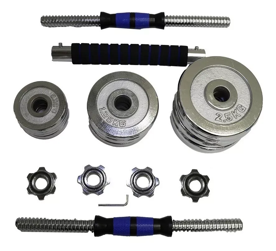 Kit Mancuernas Pesas - Barra Discos Ejercicio Gym 30kg/60lb