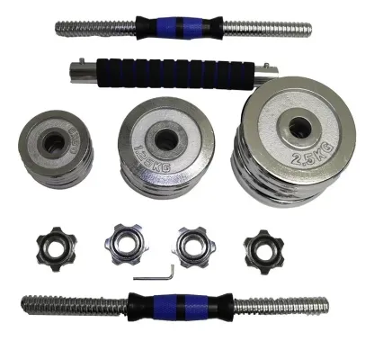 Kit Mancuernas Pesas - Barra Discos Ejercicio Gym 30kg/60lb