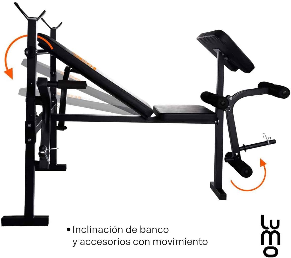 LUMO HOME Banco de Ejercicios Multiposiciones para Pecho, Brazo y Abdomen - Multifuncional, Ajustable y Resistente para Entrenamiento en Casa