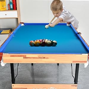 Mesa de billar plegable de 4 pies; mesa de billar; mesa; billar; port&aacute;til; mesa de juego; palos; taco; bolas; azul