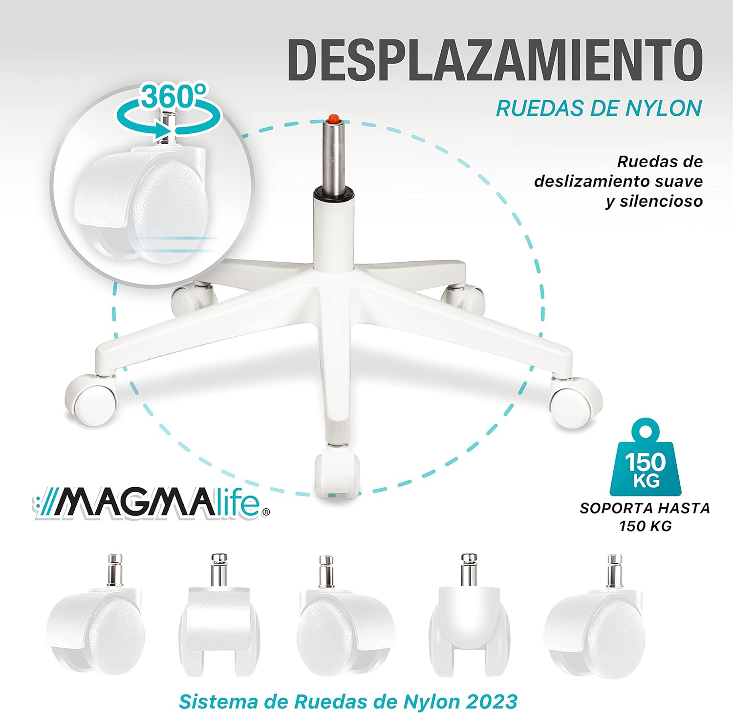 MAGMALIFE Silla Ergonómica de Escritorio con Respaldo de Malla Transpirable, Moderna y Elegante, Silla Giratoria con Soporte Lumbar y Cómodos Descansabrazos (Azul Cerúleo)