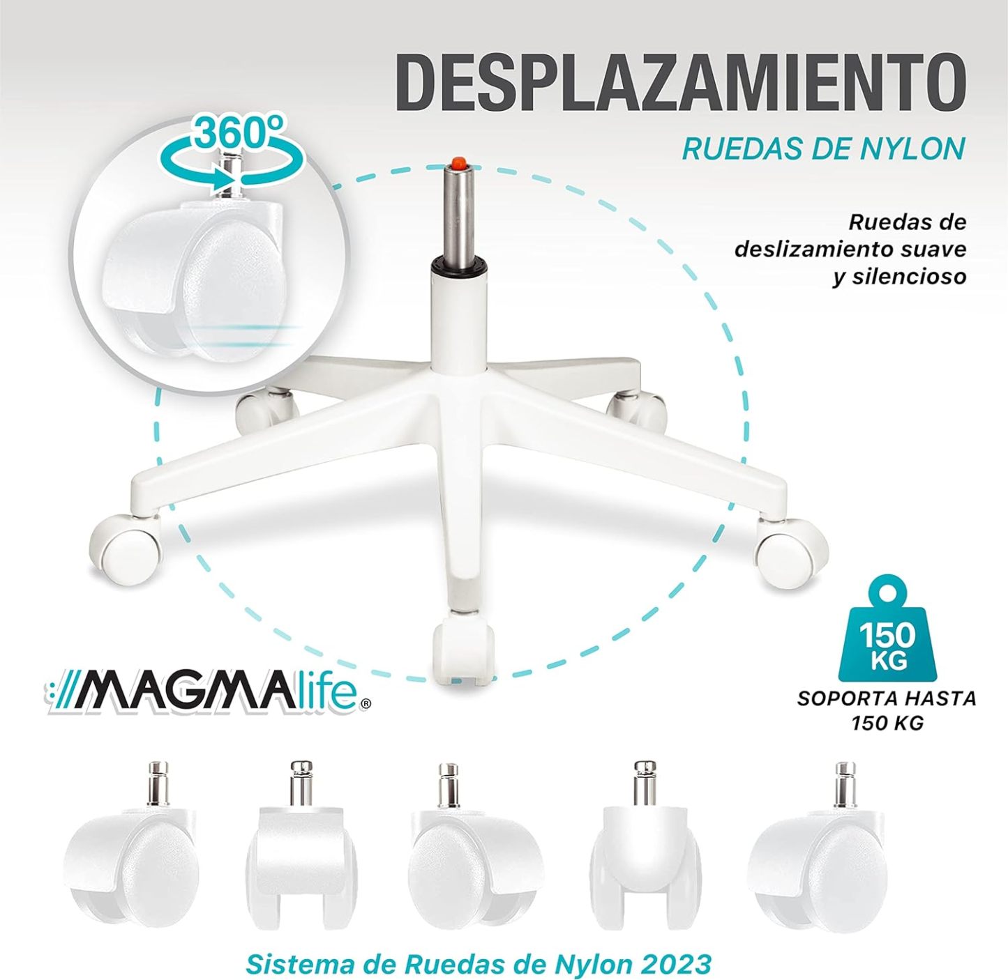 MAGMALIFE Silla Ergonómica de Escritorio con Respaldo de Malla Transpirable, Moderna y Elegante, Silla Giratoria con Soporte Lumbar y Cómodos Descansabrazos (Azul Cerúleo)