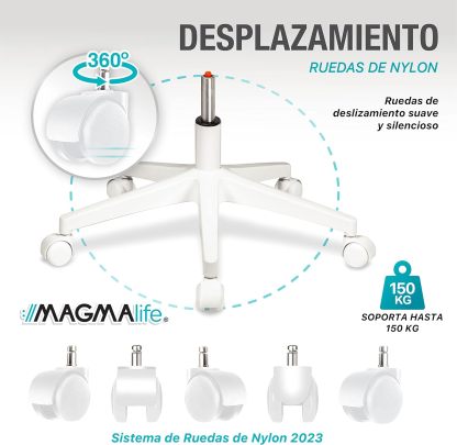 MAGMALIFE Silla Ergonómica de Escritorio con Respaldo de Malla Transpirable, Moderna y Elegante, Silla Giratoria con Soporte Lumbar y Cómodos Descansabrazos (Azul Cerúleo)