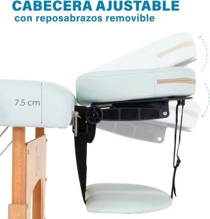 Onof Cama de Masaje Plegable de 3 Secciones y 8 Niveles de Altura Ajustable con Estuche Portátil para Uso Profesional Fisioterapia SPA Tatuajes Facial (Azul Maya)