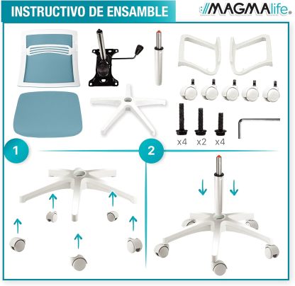 MAGMALIFE Silla Ergonómica de Escritorio con Respaldo de Malla Transpirable, Moderna y Elegante, Silla Giratoria con Soporte Lumbar y Cómodos Descansabrazos (Azul Cerúleo)