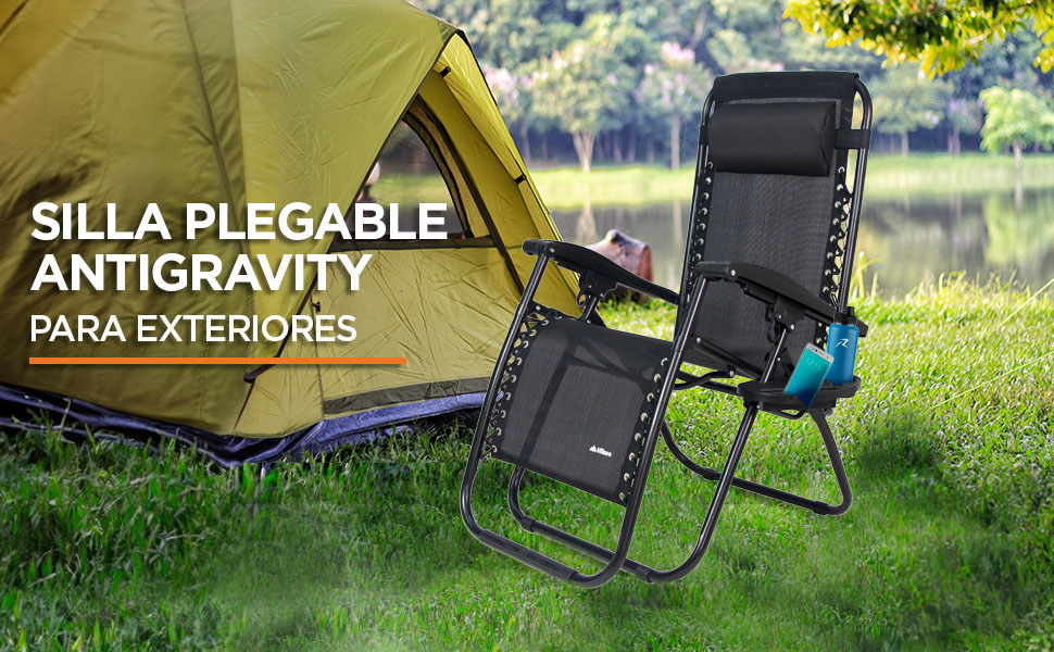Hikeo Silla Plegable Antigravity 170&deg; para Exteriores, Camastro de Gravedad Cero Port&aacute;til