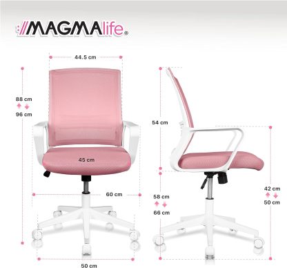 MAGMALIFE Silla Ergonómica de Escritorio con Respaldo de Malla Transpirable, Moderna y Elegante, Silla Giratoria con Soporte Lumbar y Cómodos Descansabrazos (Azul Cerúleo)