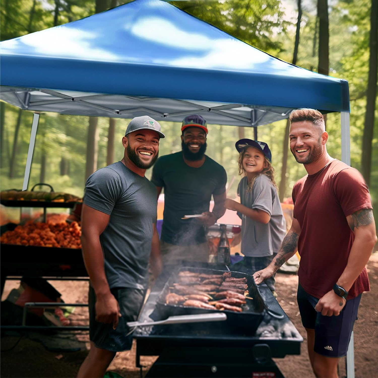 PHI VILLA - Toldo parasol con bloqueo UV de 4 x 4 m con kits de herramientas, pantalla de cenador para patio al aire libre, eventos de jardín, marrón