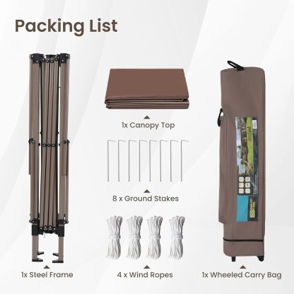 PHI VILLA - Toldo parasol con bloqueo UV de 4 x 4 m con kits de herramientas, pantalla de cenador para patio al aire libre, eventos de jardín, marrón
