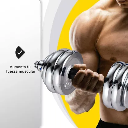 Kit Mancuernas Pesas - Barra Discos Ejercicio Gym 30kg/60lb