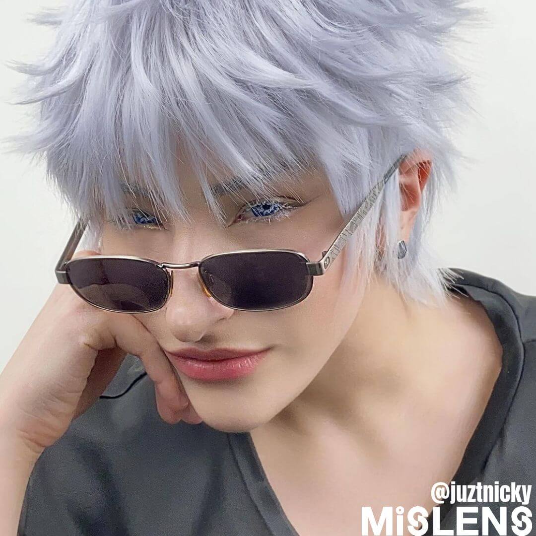 Mislens Gojo Satoru White Crazy color contact Lenses for dark brown eyes