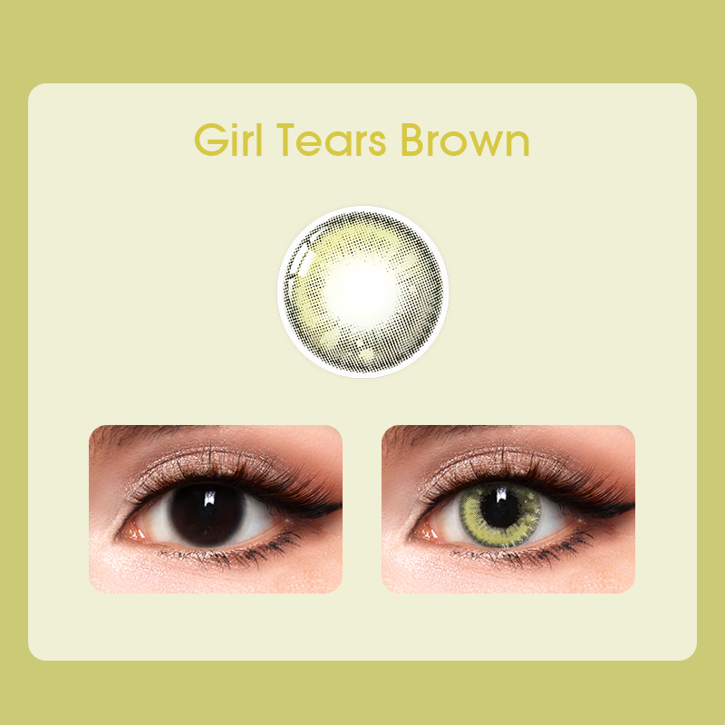【Prescription】Mislens Girl Tears Brown color contact Lenses for dark brown eyes