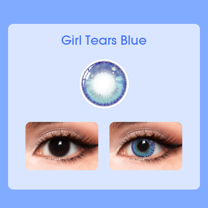Mislens Girl Tears Blue color contact Lenses for dark brown eyes