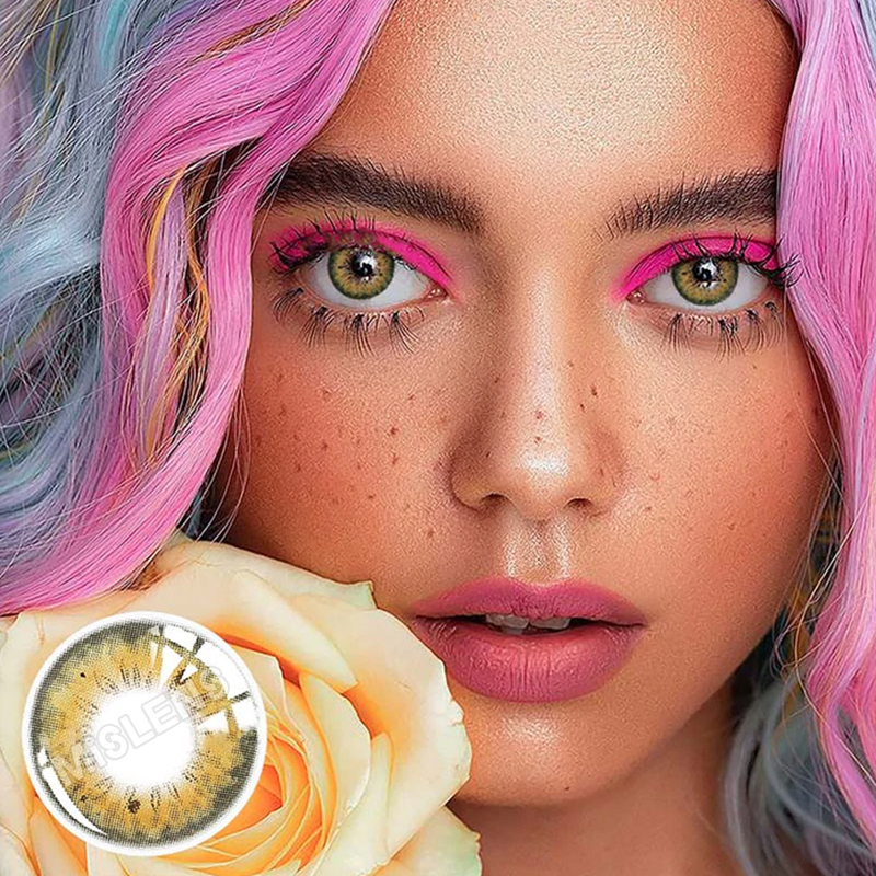 【Prescription】Mislens Stunna Girl Kamille Green color contact Lenses for dark brown eyes