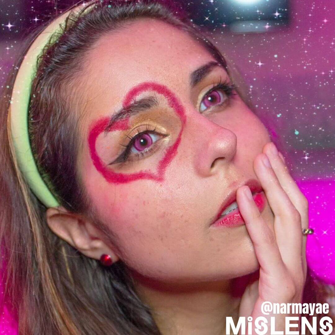 【Prescription】Mislens Candy Pink color contact Lenses for dark brown eyes