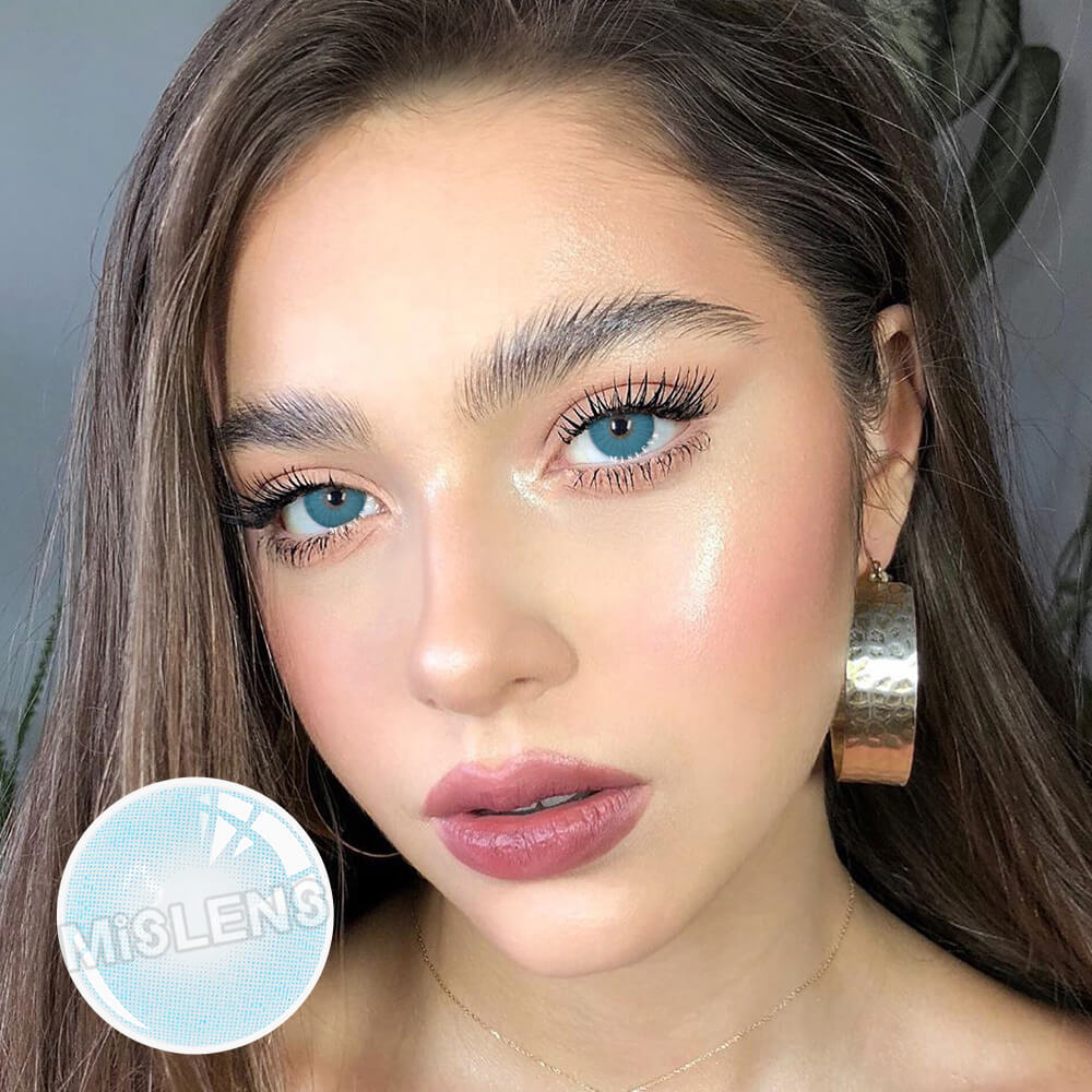 Mislens Hidrocor AZUL Blue color contact Lenses for dark brown eyes