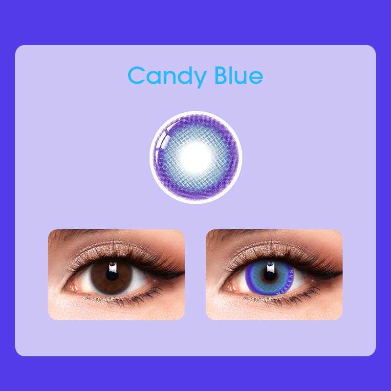 【Prescription】Mislens Candy Blue color contact Lenses for dark brown eyes