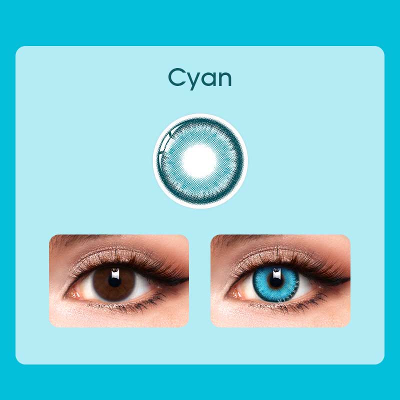 【Prescription】Mislens Cyan Blue color contact Lenses for dark brown eyes