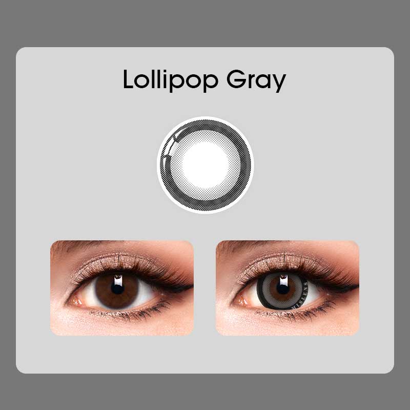 【New】Mislens Lollipop Gray color contact Lenses for dark brown eyes