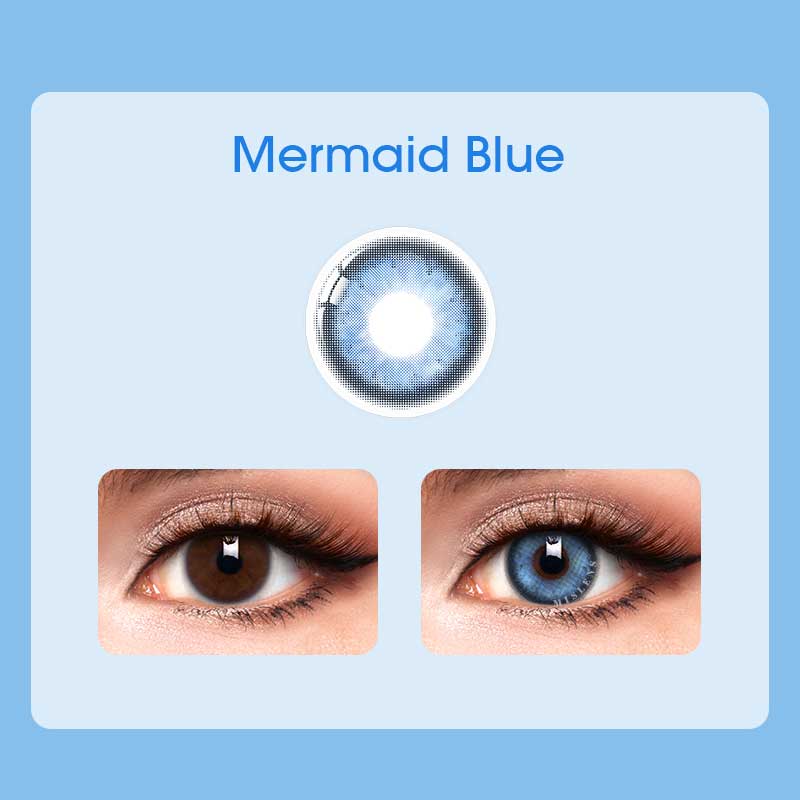 【Prescription】Mislens Mermaid Blue color contact Lenses for dark brown eyes