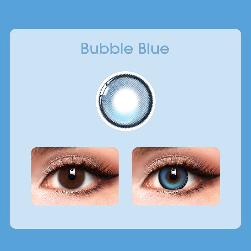 【New】【Prescription】Mislens Bubble Blue color contact Lenses for dark brown eyes