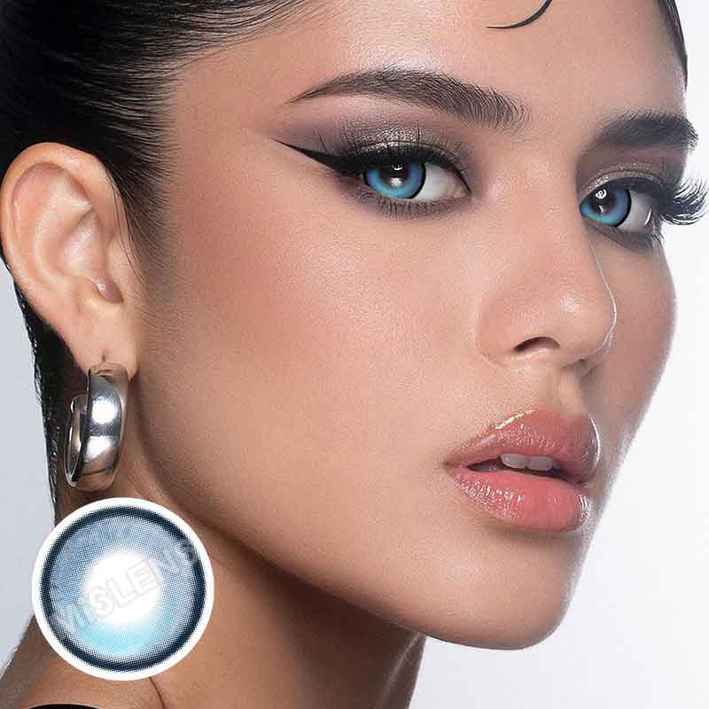 【New】【Prescription】Mislens Bubble Blue color contact Lenses for dark brown eyes