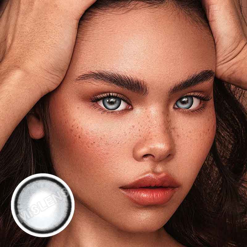 【New】【Prescription】Mislens Bubble Grey color contact Lenses for dark brown eyes