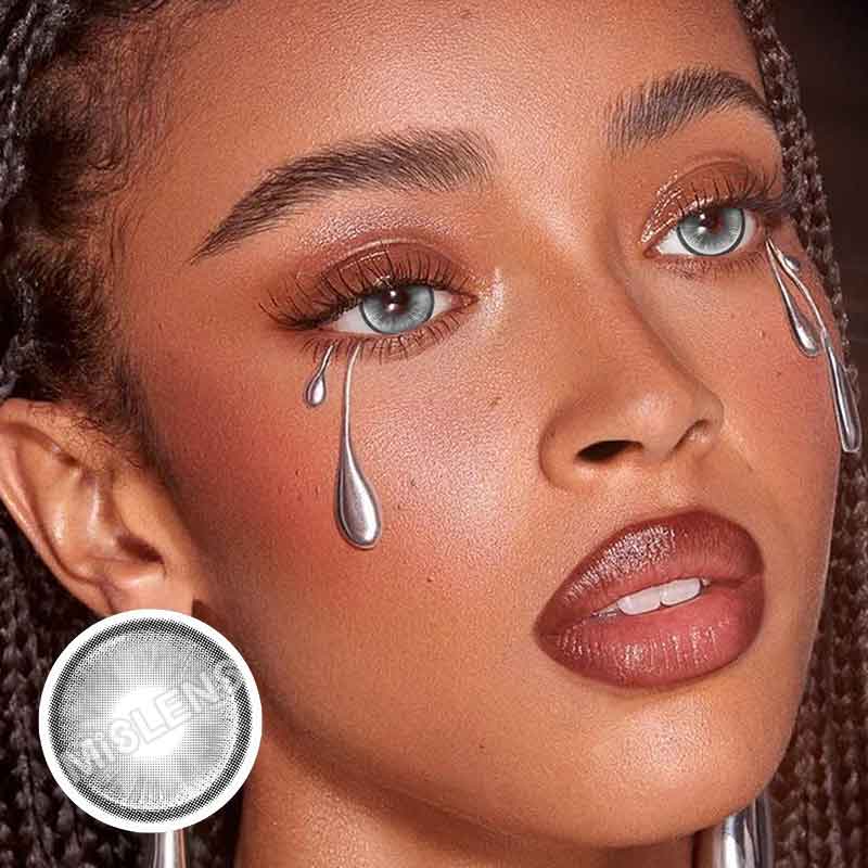 【New】Mislens CrystalOrb Smokey Grey color contact Lenses for dark brown eyes