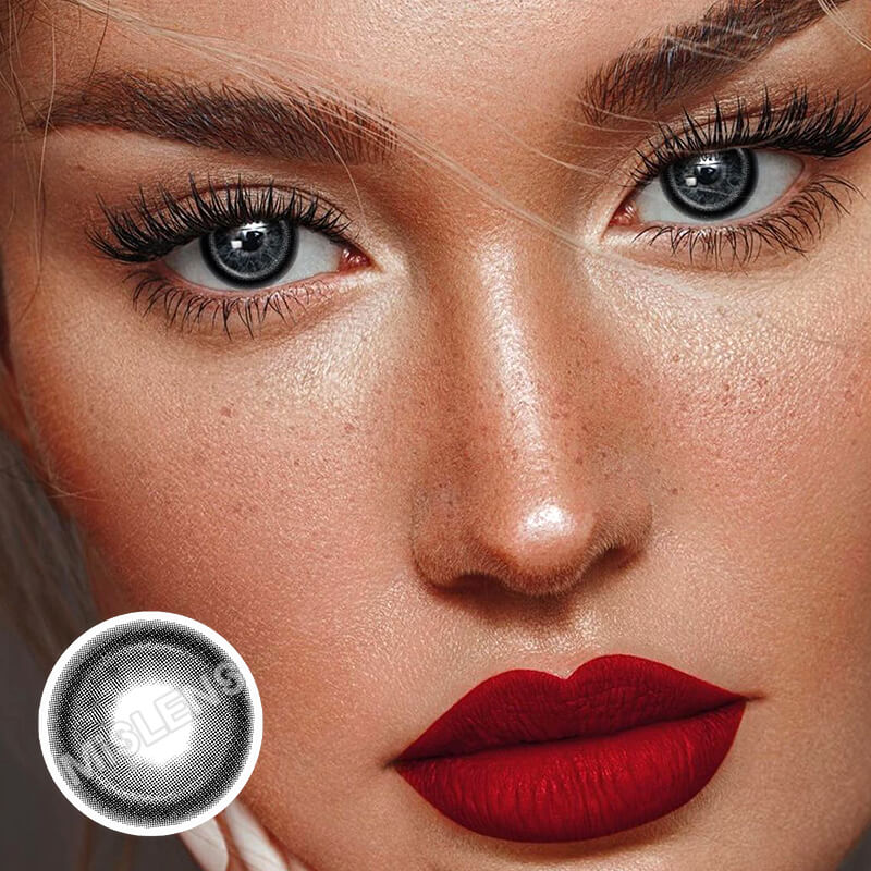 【Prescription】Mislens High Gloss Black color contact Lenses for dark brown eyes