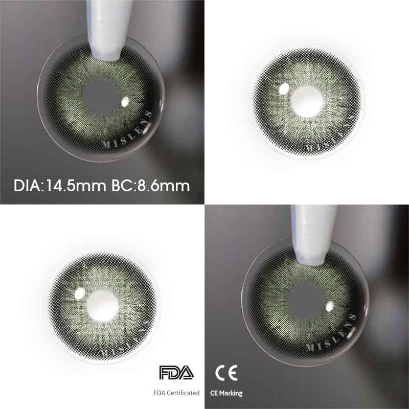 【New】Mislens Ice Crystal Green color contact Lenses for dark brown eyes
