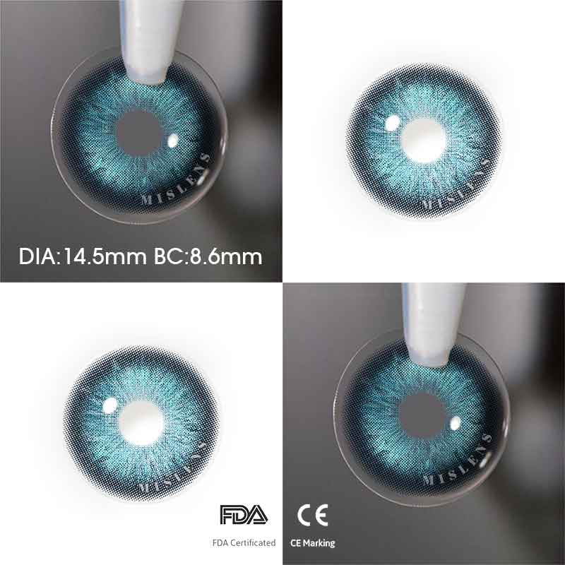 【New】Mislens Ice Crystal Blue color contact Lenses for dark brown eyes