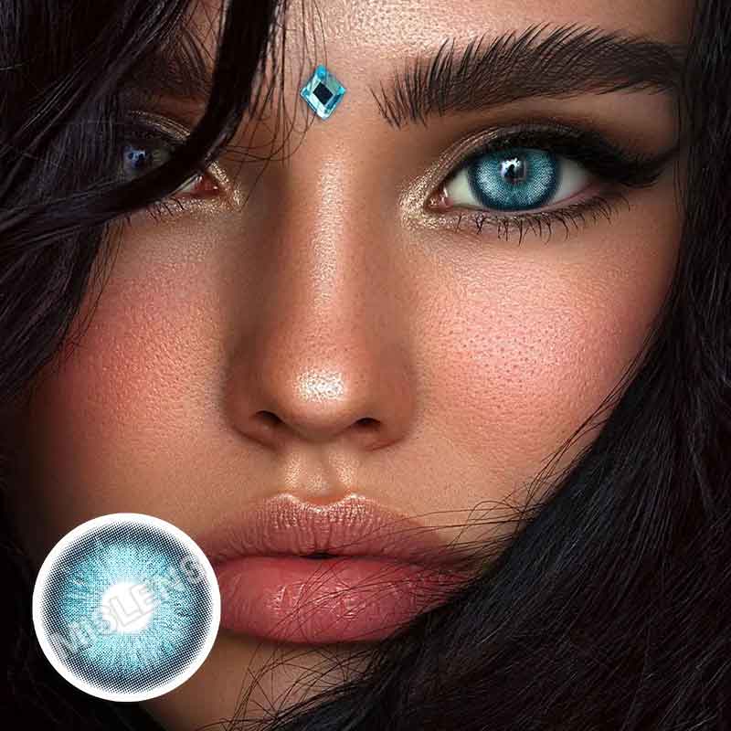 【New】Mislens Ice Crystal Blue color contact Lenses for dark brown eyes