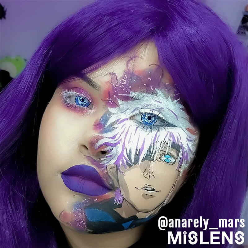 Mislens Gojo Satoru White Crazy color contact Lenses for dark brown eyes