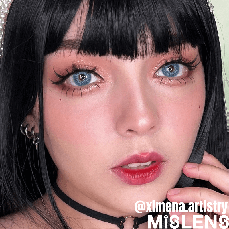 Mislens Love Story Dopamine Blue color contact Lenses for dark brown eyes