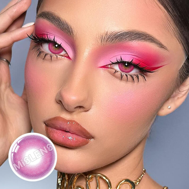 【Prescription】Mislens Candy Pink color contact Lenses for dark brown eyes